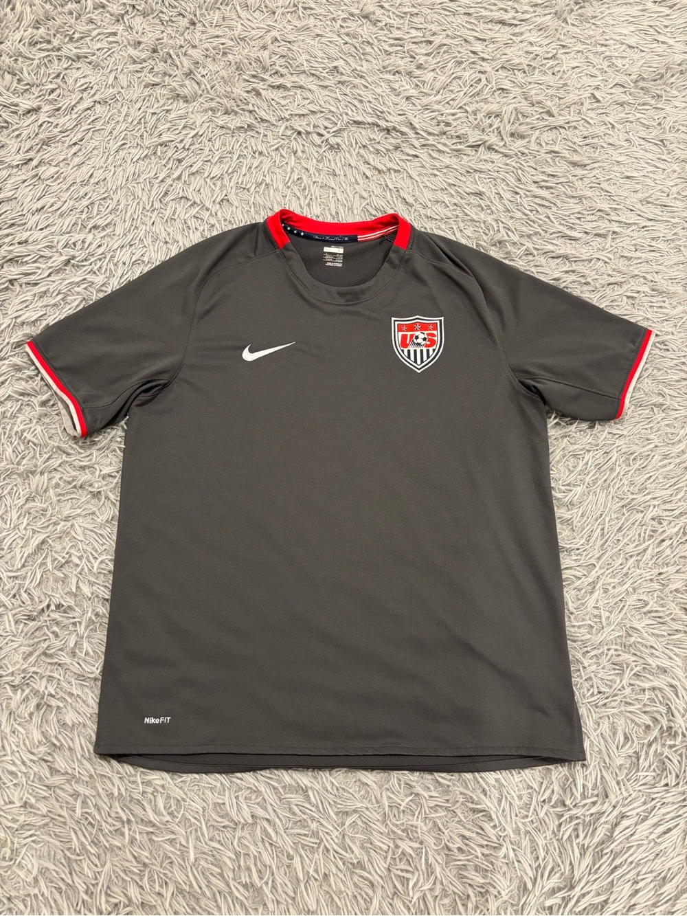 Nike Team USA National Soccer Grey Athletic Football Shirt Adult Men's Large
